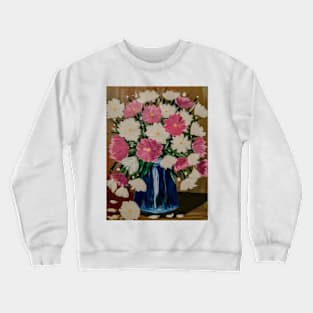 A lovely boutique of pink and white flowers in a glass vase Crewneck Sweatshirt